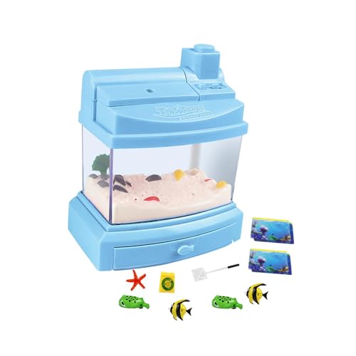 Milageto Mini-Aquarium für Kinder, Aquarium-Lampe, künstliches Aquarium, simuliertes Aquarium für Mädchen, Jungen, Kleinkinder, Blau von Milageto