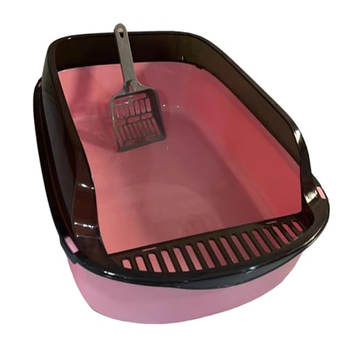 Milageto Offene Katzentoilette, Stabiler Katzentoiletten-Sandkasten, Behälterschale, halbgeschlossener Sandkasten, Sieb-Katzentoilette für Kätzchen, Großkatzen, ROSA Milageto Offene Katzentoilette, Stabiler Katzentoiletten-Sandkasten, Behälterschale, halbgeschlossener Sandkasten, Sieb-Katzentoilette für Kätzchen, Großkatzen, ROSA von Milageto