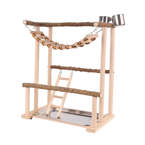 Milageto Papagei-Vogelspielplatz, Papageien-Spielständer mit Leiter, Holzsitzstange, Vogel-Fitnessstudio für Nymphensittiche, Aras, kleine Vögel, Finken, Milageto Papagei-Vogelspielplatz, Papageien-Spielständer mit Leiter, Holzsitzstange, Vogel-Fitnessstudio für Nymphensittiche, Aras, kleine Vögel, Finken, von Milageto