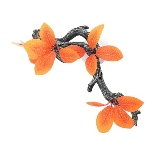 Milageto Reptilien-Eckzweig, Kletterbaum, Zweig, Dekoration, dekorativer Lebensraum, künstliche Eidechse, Aquarium, Gecko, Pflanzenornament, Orange Blätter Milageto Reptilien-Eckzweig, Kletterbaum, Zweig, Dekoration, dekorativer Lebensraum, künstliche Eidechse, Aquarium, Gecko, Pflanzenornament, Orange Blätter von Milageto