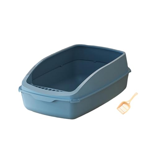 Milageto Tragbare Katzentoilette, Katzentoilette, spritzwassergeschützt, leicht zu reinigende Katzentoilette für mittelgroße und große Katzen, Blau von Milageto