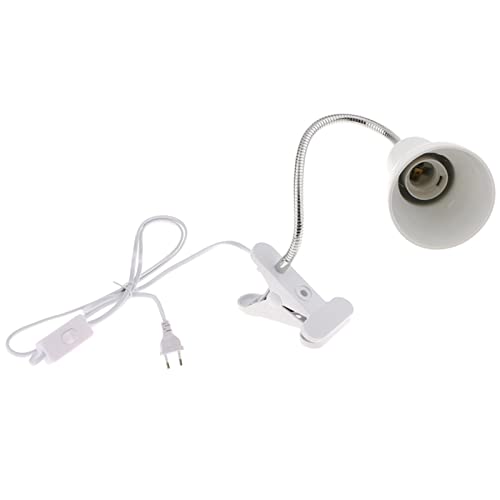 Milageto Verstellbare Reptilienlampenfassung für Glühbirnen - Klemme Tischlampenfassung EU Stecker Weiß, Weiß, 420mm von Milageto