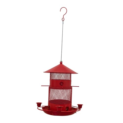 Milageto Vogelhäuschen aus Eisen für kleine Vögel, Futterspender aus Metall, für Bäume, Ranch, Rasen, Terrasse, Vogelfutterbehälter, Außenbereich, zum, Rot Milageto Vogelhäuschen aus Eisen für kleine Vögel, Futterspender aus Metall, für Bäume, Ranch, Rasen, Terrasse, Vogelfutterbehälter, Außenbereich, zum, Rot von Milageto