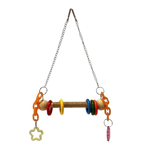 Milageto Vogelschaukel-Spielzeug, Holzstange zum Kauen, Stehen, Hängen, Vogelstange, Ständer, Papageienplattform für kleine bis mittelgroße Vögel, Sittiche Milageto Vogelschaukel-Spielzeug, Holzstange zum Kauen, Stehen, Hängen, Vogelstange, Ständer, Papageienplattform für kleine bis mittelgroße Vögel, Sittiche von Milageto