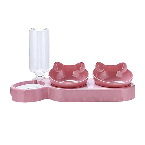 Milageto Wasser- und Futter-Set, Futternäpfe für Haustiere, erhöht, abnehmbar, für Nass- und Trockenfutter, doppelte Katzennäpfe zum Füttern und, Rosa Milageto Wasser- und Futter-Set, Futternäpfe für Haustiere, erhöht, abnehmbar, für Nass- und Trockenfutter, doppelte Katzennäpfe zum Füttern und, Rosa von Milageto