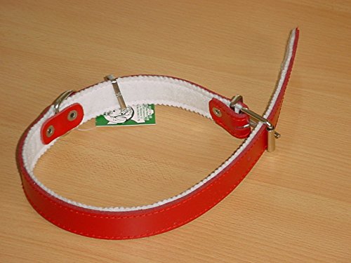 Milan Halsband aus echtem Leder gepolstert, 80cm / 29mm rot von Milan