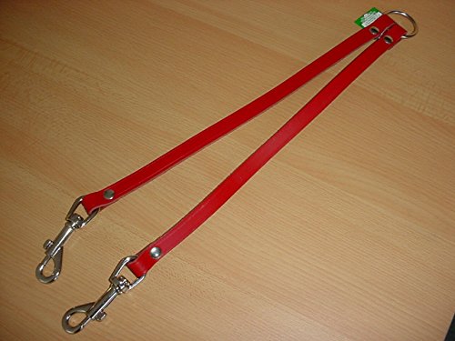 Milan Verbindungsleine/Koppel für 2 Hunde, Leder, 18mm, rot von Milan