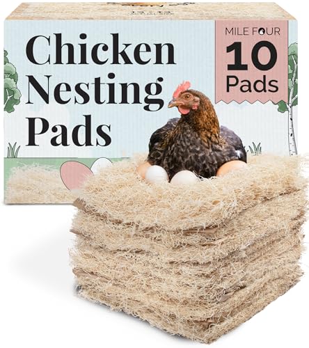 Mile Four Hühner-Nistunterlagen (10 Stück) aus den USA angebaut, 100 % biologisch abbaubar, nachhaltig geerntet, Aspen Excelsior Pads, 33 x 33 cm, Hühner-Nistkasten-Pads von Mile Four