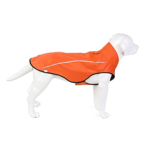 Mile High Life Hunderegenmantel Einstellbare wasserdichte Haustierkleidung Leichte Regenjacke mit reflektierendem Streifen Einfacher Einstiegsverschluss (XS,Orange) von Mile High Life