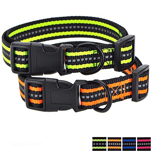 Mile High Life Hundehalsband, reflektierend, Doppelband, Nylon, Orange / Limettengrün (2 Packungen) von Mile High Life