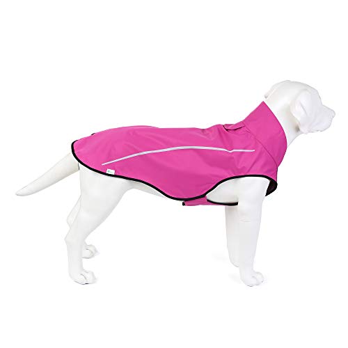 Mile High Life | Dog Raincoat | Adjustable Water Proof Pet Clothes | Lightweight Rain Jacket with Reflective Strip | Easy Step in Closure (S, Hot Pink) von Mile High Life