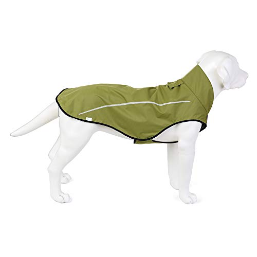 Mile High Life Hunderegenmantel Einstellbare wasserdichte Haustierkleidung Leichte Regenjacke mit reflektierendem Streifen Einfacher Einstiegsverschluss (XS,Limettengelb) von Mile High Life