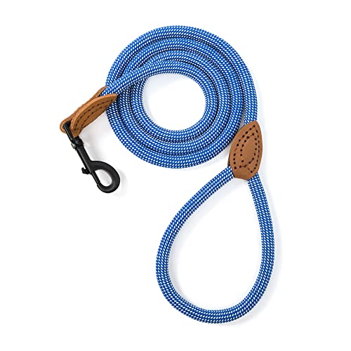 Mile High Life Leder Tailor Griff verstärken Bergsteigen Hundeseilleine mit robuster Metallverschluss (Blue White, 120 cm) von Mile High Life
