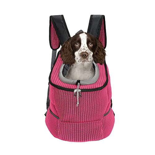 Mile High Life Wanderrucksack für Haustiere im Freien | Tragetasche für kleine Hunde | Hunderucksack mit atmungsaktivem Netz mit weicher Polsterung (Kamm, Rose, Größe M (1 Stück) von Mile High Life