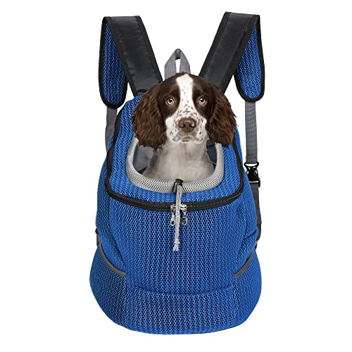 Mile High Life Wanderrucksack für Haustiere im Freien | Tragetasche für kleine Hunde | Hunderucksack mit atmungsaktivem Netz mit weicher Polsterung (Kamm blau, Größe M (1 Stück) von Mile High Life