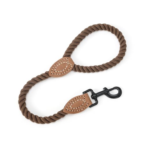 Mile High Life geflochtene Baumwollseilleine mit Leder Tailor Griff und schwerlast Metallverschluss (Dunkelbraun, 45 cm) von Mile High Life