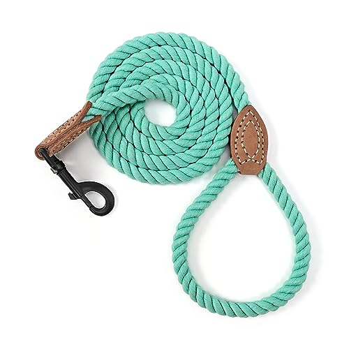 Mile High Life geflochtene Baumwollseilleine mit Leder Tailor Griff und schwerlast Metallverschluss (Grün, 120 cm) von Mile High Life
