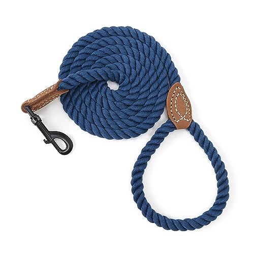 Mile High Life geflochtene Baumwollseilleine mit Leder Tailor Griff und schwerlast Metallverschluss (Marine, 120 cm) von Mile High Life