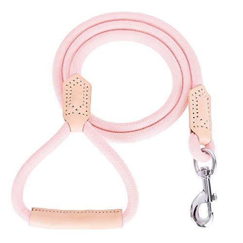 Mile High Life geflochtene Baumwollseilleine mit Leder Tailor Griff und schwerlast Metallverschluss (Rosa, 120 cm(Leder Griff)) von Mile High Life