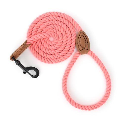 Mile High Life geflochtene Baumwollseilleine mit Leder Tailor Griff und schwerlast Metallverschluss (Rosa, 180 cm) von Mile High Life