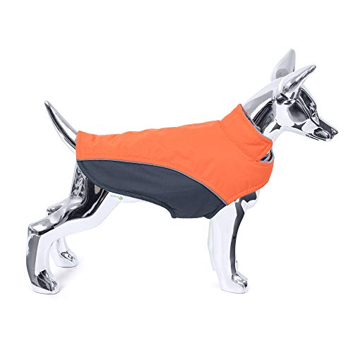 Mile High Life | wasserdichte warme Hundejacke | Kleine Hundejacke Einfacher Verschluss | Welpenmantel Reflektierende Streifen für Nachtspaziergang(Orange, XS) von Mile High Life