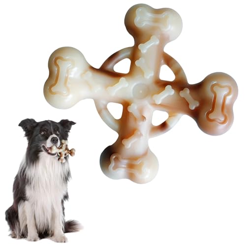 Hunde kauen Spielzeug, Unzerstörbares Kauspielzeug, Hilft Hunden bei der Zahnreinigung, Geeignet für Hunde, die gerne kauen, Strapazierfähiges Welpenspielzeug aus Nylonknochen (5") (Bright White) von Milgeol