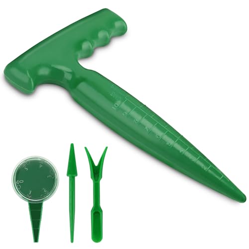 Milifox Blumenzwiebelpfanzer,Pikierstab,Pflanzhilfe für Blumenzwiebein mit T-Griff,Breiter und Pikier Set zum Pflanzen,zwiebelpflanzer Garten für Gemüse,Blumen und Zwiebelpflanze,4 Stück Grün Milifox Blumenzwiebelpfanzer,Pikierstab,Pflanzhilfe für Blumenzwiebein mit T-Griff,Breiter und Pikier Set zum Pflanzen,zwiebelpflanzer Garten für Gemüse,Blumen und Zwiebelpflanze,4 Stück Grün von Milifox