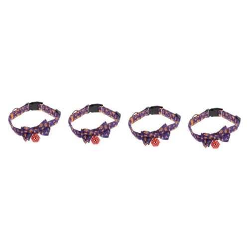 4 Stück Halloween-Kragen Verstellbares Haustierhalsband Halloween-kätzchen-Kragen Verstellbare Kätzchenhalsbänder Kleine Hundehalsbänder Katze Krawatten Polyester Violett MILISTEN von Milisten