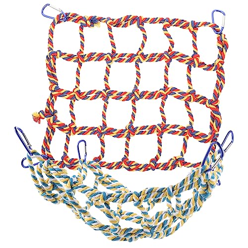 Milisten 1satz Woven Climbing Net Für Vögel Bunte Hängematte Und Kletterspielzeug Für Papageien Hamster Und Andere Kleine Haustiere Aufhängungen Für Käfige Und von Milisten