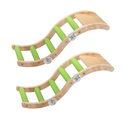 MILISTEN 2 Stück Holzleiterspielzeug Zubehör Vogel stehendes Kletterspielzeug Klettern bunt Sittiche Kauspielzeug für Vögel Nymphensittich-Holzleiter Rostfreier Stahl Khaki von Milisten