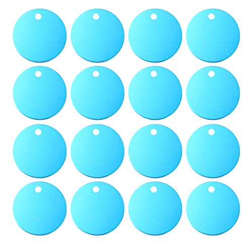 Milisten 25 Stück Stempel Blanko Tags Aluminiumlegierung Runde Tag mit Loch Haustiere Blank Tag Traktionsseil Anhänger Zubehör für Welpen Haustier DIY 3. 5Cm/ 1. 4In (Hellblau) von Milisten