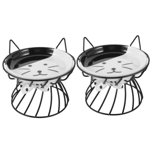 MILISTEN 2St Katzennapf mit hohem Hals Katzenteller für Futter Katzennapf gegen erbrechen Katzennäpfe erhöhte Futternäpfe für Katzen erhöhter Katzenteller Haustier Keramik Futternapf Eisen von Milisten