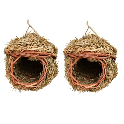 Milisten 2stücke Handgefertigte Strohnester Für Vögel Kreative Und Langlebige Vogelhäuser Für Garten Und Balkon-Dekoration von Milisten