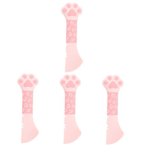 MILISTEN 4 Stück Einmachlöffel Für Haustiere Deckel Für Hundefutter in Dosen Deckelheber Katzenlöffel Für Nassfutter Stabmixer Mini-Schaufel Silikonspatel Pfote Rosa Kieselgel Handlich von Milisten