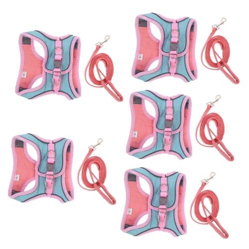 Milisten 5 Sets Haustier Set Katze Kätzchen Leine Reflektierende Weste Walking Seil Komfortabel für Outdoor von Milisten