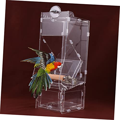 MILISTEN Automatischer Vogelfutterspender Groß aus für Wellensittiche und Kanarienvögel Spritzschutz und Schüttelsicher mit Leicht Entleerbarem Futterfach Transparente Vogelkäfig von Milisten