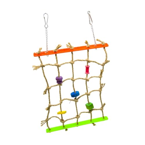 Milisten Papageien-kletterspielzeug Mit Buntem Holzblock Und Seilnetz-Design Zum Spielen Und Entdecken Für Kleine Vögel Vogelsicheres Material Zum Klettern Und Knabbern von Milisten