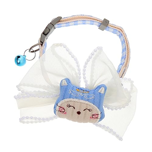 Milisten Haustier Halskette Katzenschleifenhalsband Kätzchen-Kragen Katzenhalsband Halsband Mit Schleife Für Haustiere Katzenfliege Katzenzubehör Abbrechbare Katzenhalsbänder Blue Polyester von Milisten