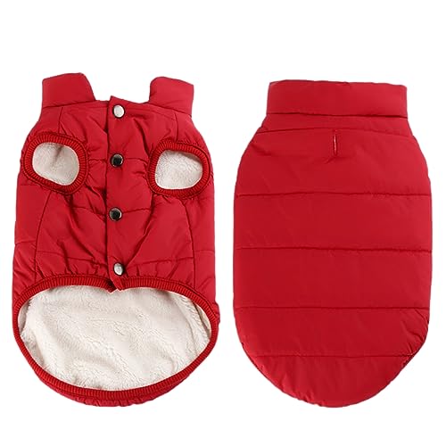 MILISTEN Warmer Hundemantel für Kleine Hunde Baumwollgefütterte Winterjacke mit Druckknöpfen Roter Welpen Hoodie Leichtes Langlebiges Haustierkleidungsstück S von Milisten