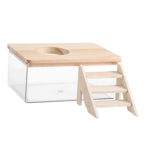 Milisten 1 Satz Hamsterbad Sandbehälter Graben Hamstersandbad mit Leiter Hamster Hamster zubehör Aktivitätsleiter für Hamster Hamster-Aktivitätsspielzeug Holz Transparent von Milisten