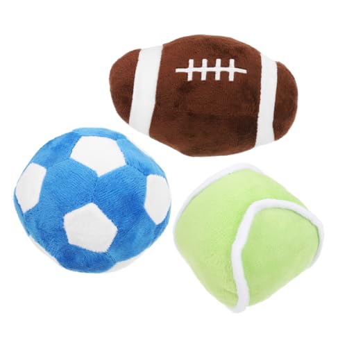 Milisten Sport-übungsball Für Katzen Und Hunde Weicher Plüsch-kauspielzeug Langlebiger Mini-fußball Interaktives Haustier-Spielzeug Für Kleine Tiere Plüsch-sportbälle Zum Knirschen von Milisten