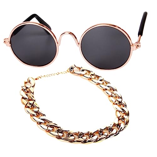 Milisten Hundehalsband Und Sonnenbrillen Set Für Katzen Und Hunde Modisches Haustier-Accessoire Mit Kette Stilvolle Sonnenbrille Und Halskette Für Fotoshootings Leicht Und Praktisch Für von Milisten