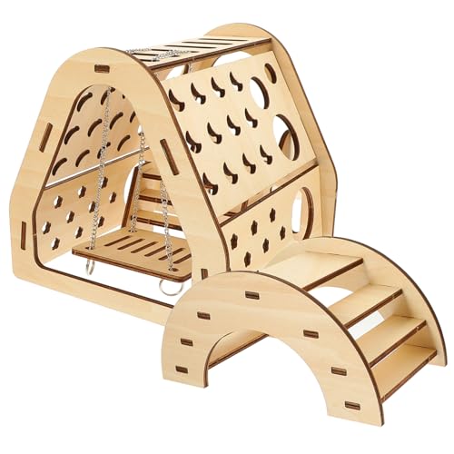 Milisten DIY Hamster Rutsche Versteck Mit Holz Brücke Für Kleine Haustiere Spielzeug Zum Klettern Und Schlafen Für Hamster Und Chinchillas von Milisten
