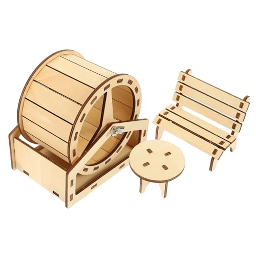 Milisten 1 Set Holzhausspielzeug Oder Großes Mini Zeug Haustier Hamster Labyrinth Hamster Set Stuhl Tierhamster Gebäudeform Laufstall Hamster Versteck Zubehör Rattenrad von Milisten
