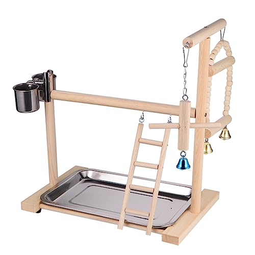 Milisten 1 Stück Kreativer Papagei Spielplatz Holz Hängende Schaukel für Vögel für Papageien Nymphensittiche und Wellensittiche Beige Zufällige Farbe von Milisten