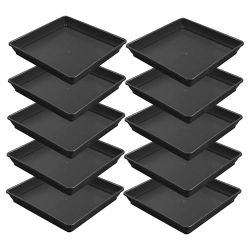 Milisten 10 Stück Blumentopf Tablett Klein Pflanzentopfschalen Pflanzschalen Dauerhaft Kindergarten Blumenerde Quadratisches Pflanztablett Untertasse Anlage Auffangschale Groß Plastik Black von Milisten