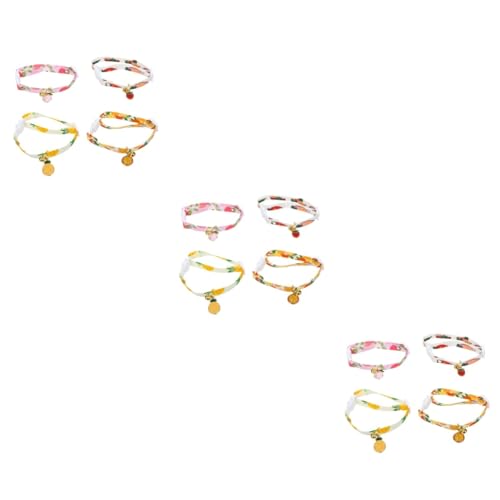Milisten 12 STK Fruchtglocken-Halsband Hundehalsbänder für Haustiere weihnachtsdeko Kätzchen-Kragen-Dekor Katzenhalsband mit Fruchtdesign Erdbeere Obst Baumwolle Polyester von Milisten