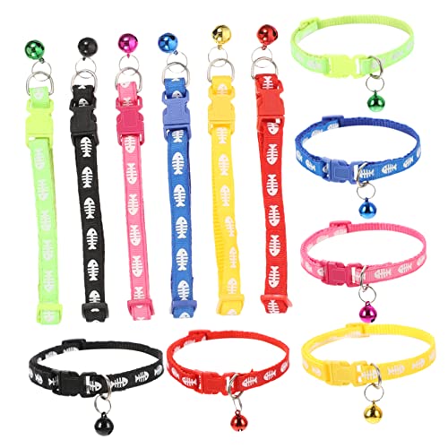 Milisten 12 Stück Teiliges Kreatives Haustierhalsband mit Bunten Designs für Katzen und Hunde Fisch Stil mit Glocke für Feiertage und Fotoshootings von Milisten