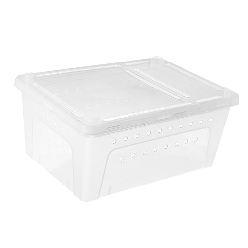 Milisten 1Stück Kunststoff Fütterungsbox für Reptilien Transparente Aufzuchtbox für Spinnen Skorpione Geckos Insekten Schlangen und Schildkröten Weiß von Milisten