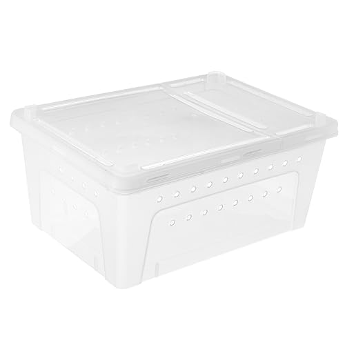 Milisten 1Stück Reptilien Fütterungsbox aus Kunststoff Transparente Transportbox für Spinnen Schlangen Geckos und Insekten mit Belüftung und Futteröffnung Weiß von Milisten